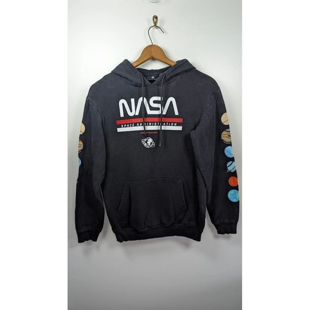 NASA Hoodie Men's Size Small Unisex Planets Graphic‎ AOP Logo Pullover Casual